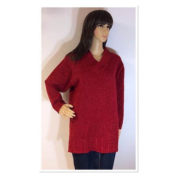 Diane Von Furstenberg Sweaters - VINTAGE DIANE VON FURSTENBERG RED SPARKLE SWEATER